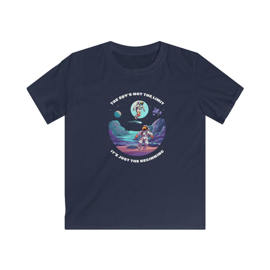 Printify navy space motivational tee kids with astronaut graphic and inspiring space design