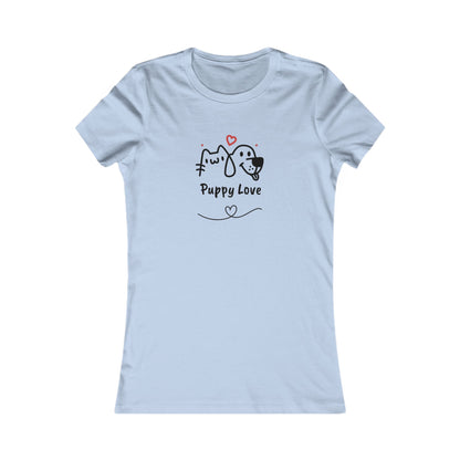Light blue sweet puppy tee women with cute puppy and cat design and Puppy Love text