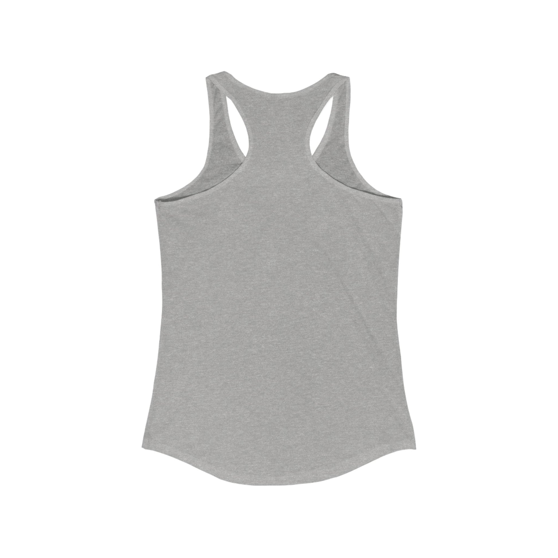 Grey racerback tank top made by Printify, ideal basic tank tops for women casual wear