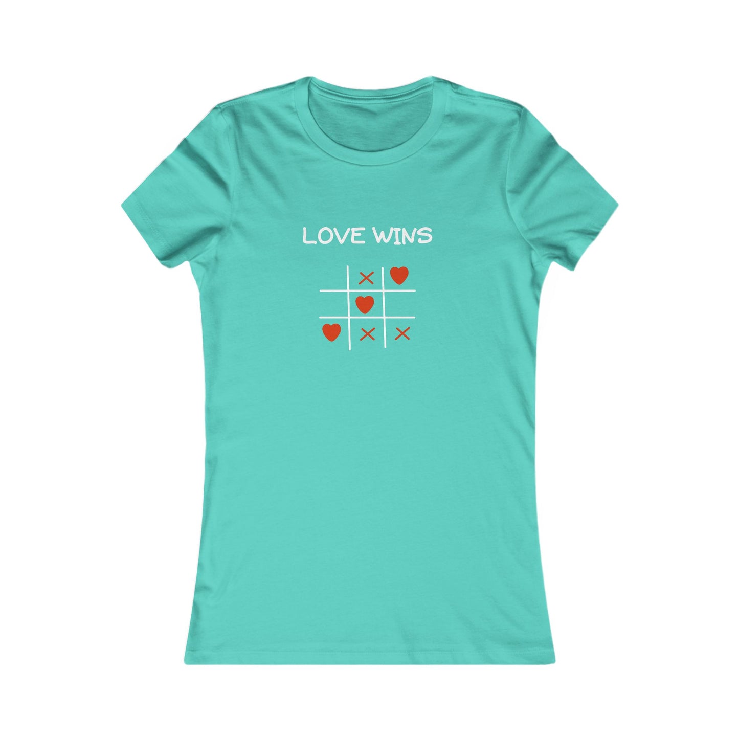 Printify mint green uplifting quote shirt women with love wins tic tac toe design