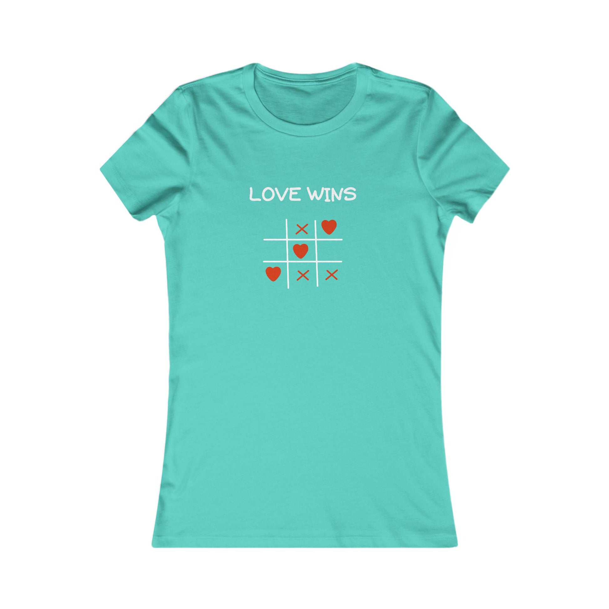 Printify mint green uplifting quote shirt women with love wins tic tac toe design
