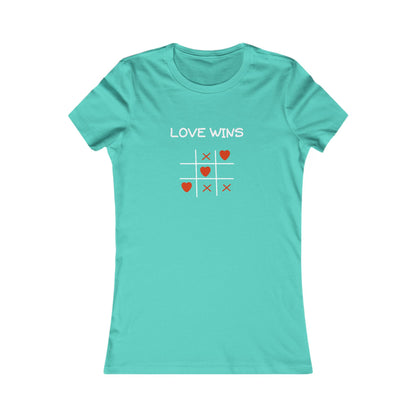 Printify mint green uplifting quote shirt women with love wins tic tac toe design
