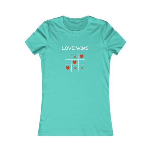Printify mint green uplifting quote shirt women with love wins tic tac toe design