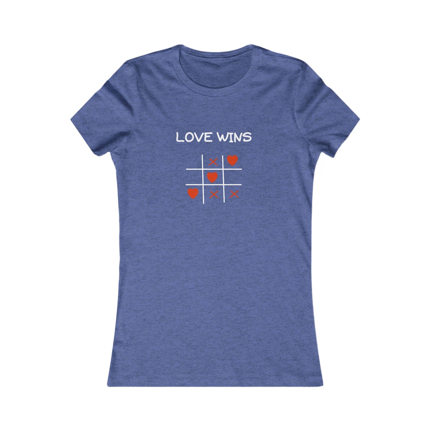 Printify blue uplifting quote shirt women with love wins tic tac toe heart design