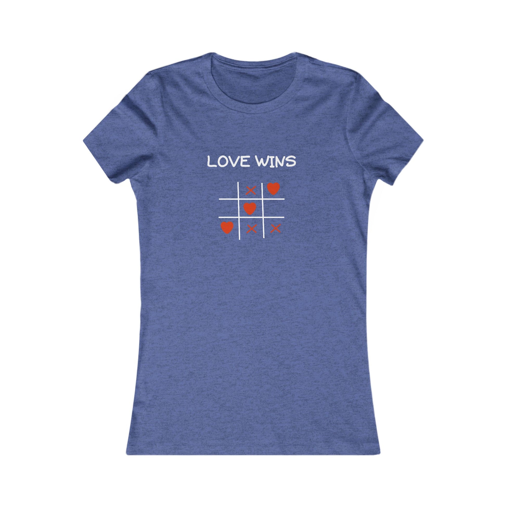 Printify blue uplifting quote shirt women with love wins tic tac toe heart design