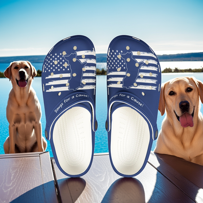 American Flag Dog Rubber Clogs For Men- Navy