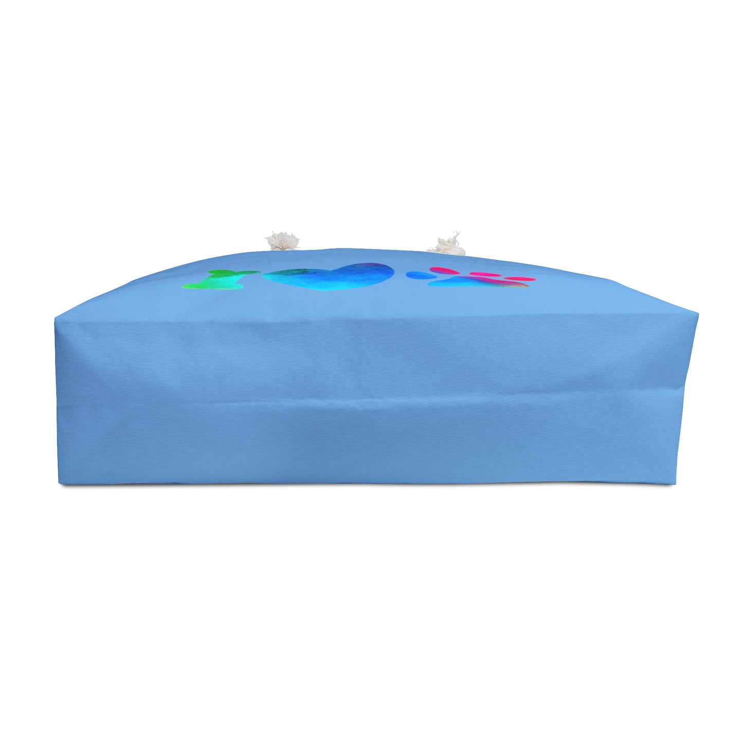 Printify blue cute animal print weekender bag with colorful heart and paw designs